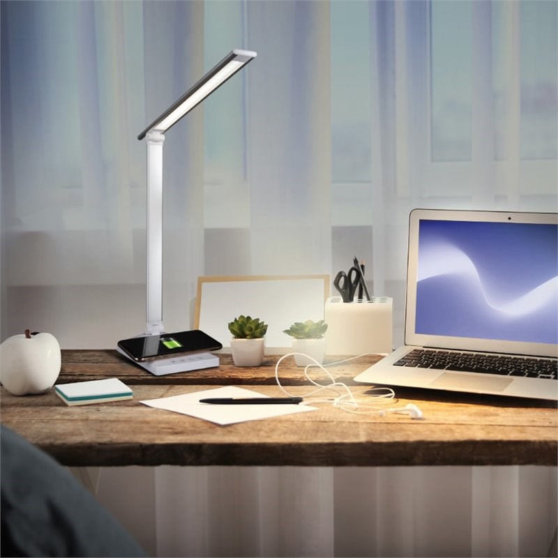 OttLite Wellness Entice LED Desk Lamp with Wireless Charging in White