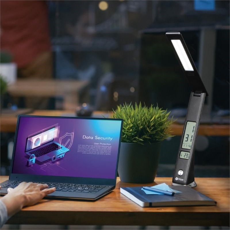 OttLite Wellness Rise LED Desk Lamp with Digital Display in Black