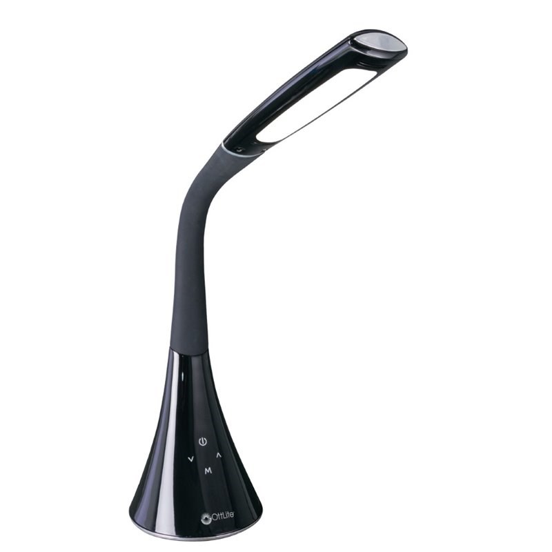 OttLite Wellness Swerve LED Desk Lamp with 3 Color Modes in Black