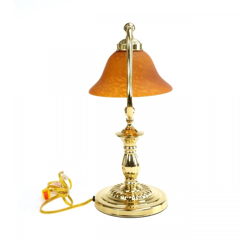 Glass Amber Brass Table Lamp Amber Pol/Lacquered Brass 17 H