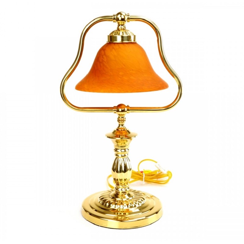 Glass Amber Brass Table Lamp Amber Pol/Lacquered Brass 17 H