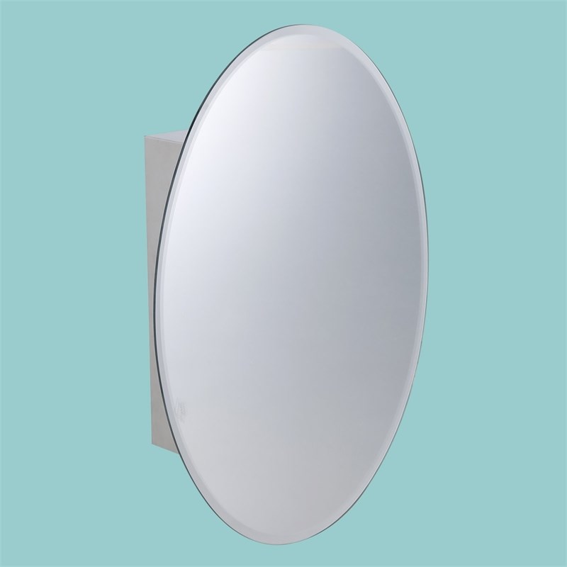 Oval Bathroom Medicine Cabinet Wall Mount with Mirror Hanging Double Shelf