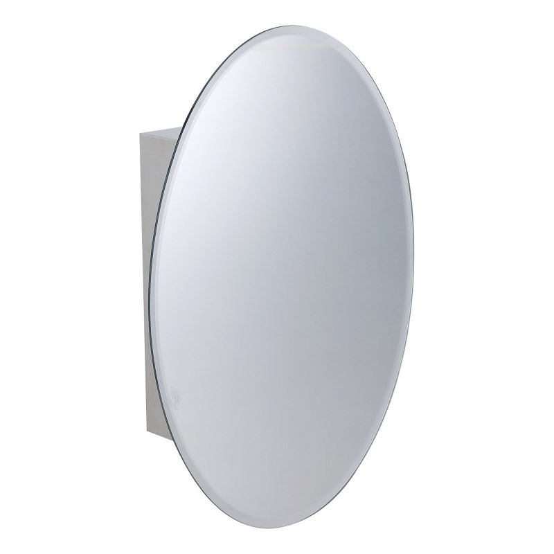 Oval Bathroom Medicine Cabinet Wall Mount with Mirror Hanging Double Shelf