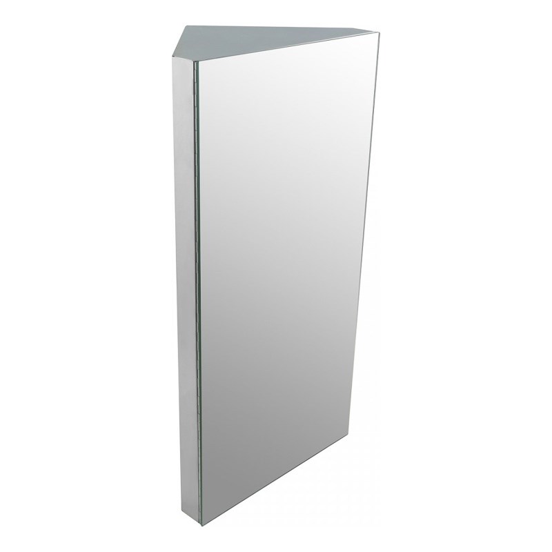 Wall Mount Corner Medicine Cabinet Brushed Stainless Steel with Mirror