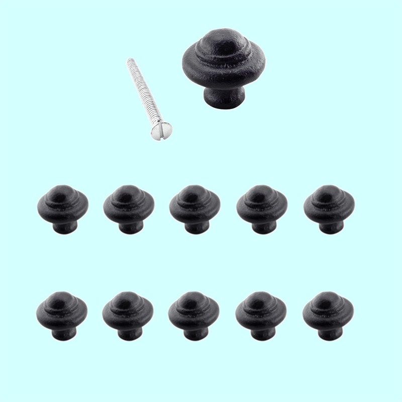 Black Wrought Iron Cabinet Knobs Colonial Design Pack of 10 Renovators Supply