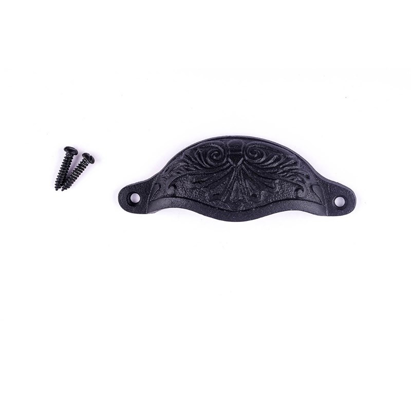 Black Wrought Iron Cup Pull Wrought Iron 4.5 Wide x 1.5 inches High Pack of 6