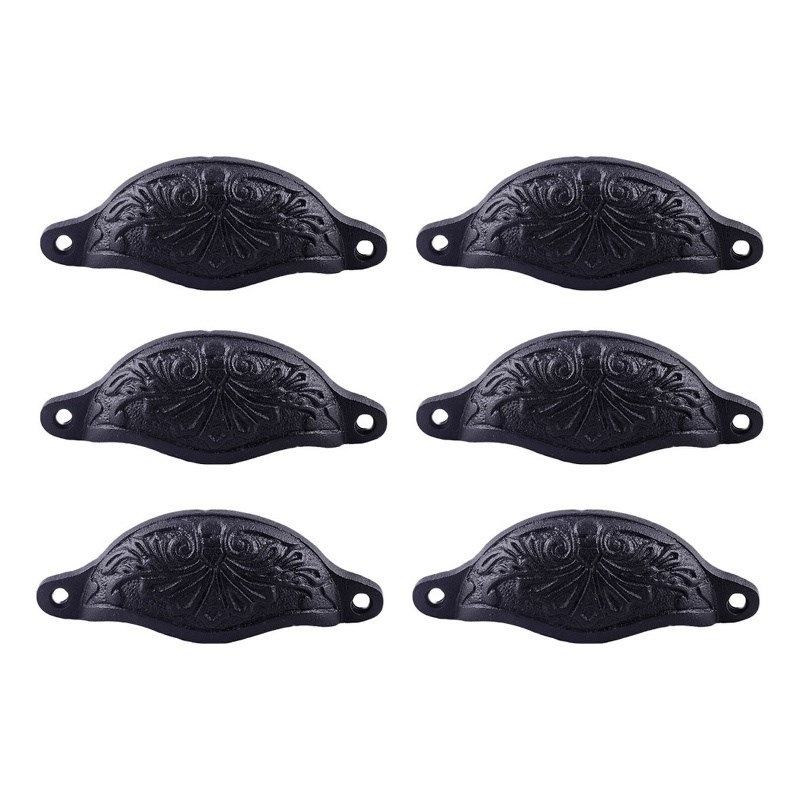 Black Wrought Iron Cup Pull Wrought Iron 4.5 Wide x 1.5 inches High Pack of 6