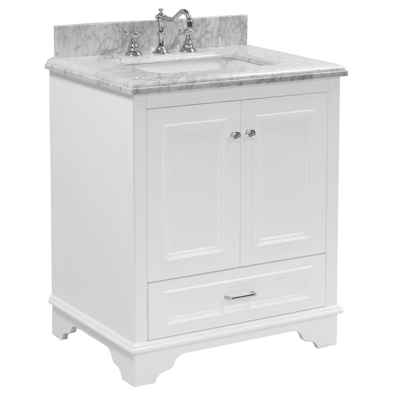 Vanity Cabinet With Carrara Stone, 30 Inch Bathroom Vanity Cabinet