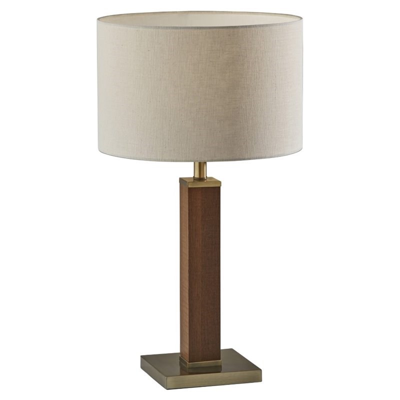 wood and brass table lamps