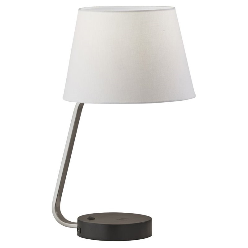 Louie Metal Adessocharge Table Lamp, Adesso Brushed Steel Table Lamp
