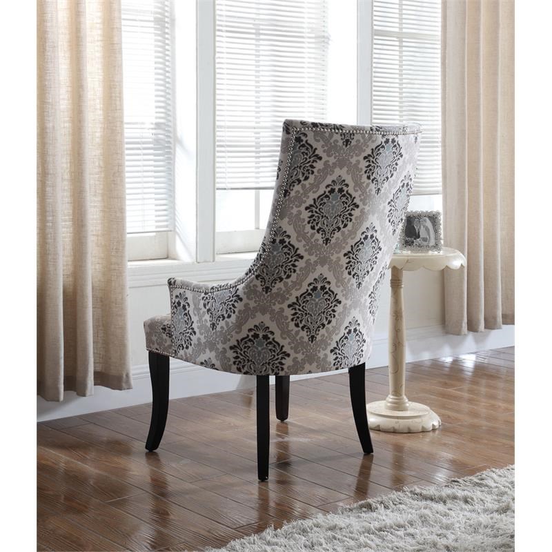 Best Master Adelmo Floral Pattern Fabric Upholstered Accent Chair in Natural