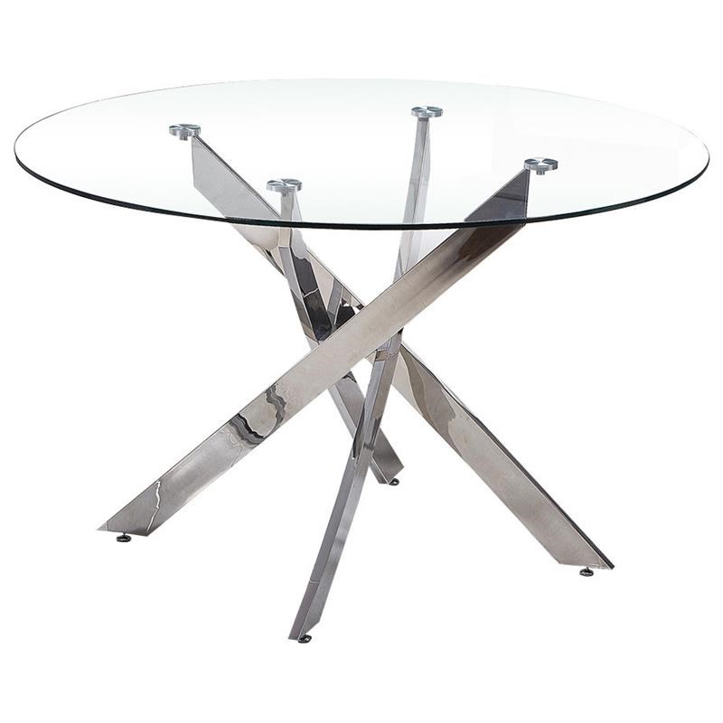 Best Master Alison Modern Round Glass Dining Table in Chrome