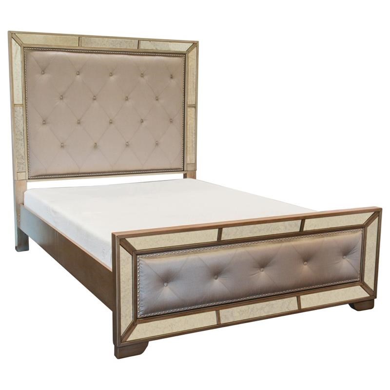 best master ava solid wood mirrored queen bed in silver bronze b1980q