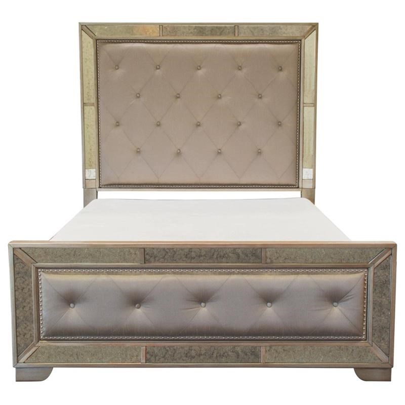 best master ava solid wood mirrored queen bed in silver bronze b1980q