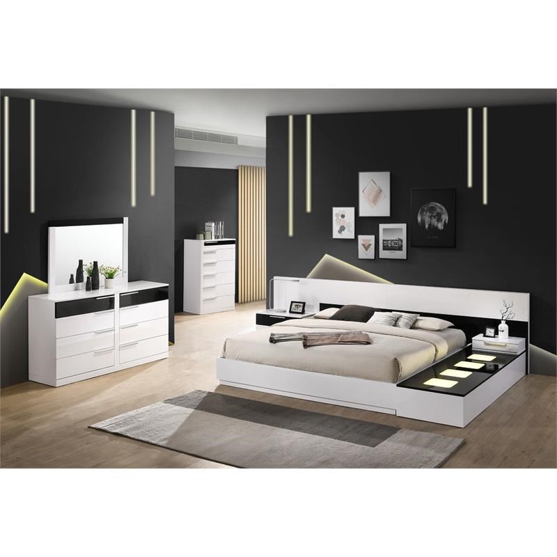 Best Master Bahamas 8-Drawer Poplar Wood Bedroom Dresser in Black/White