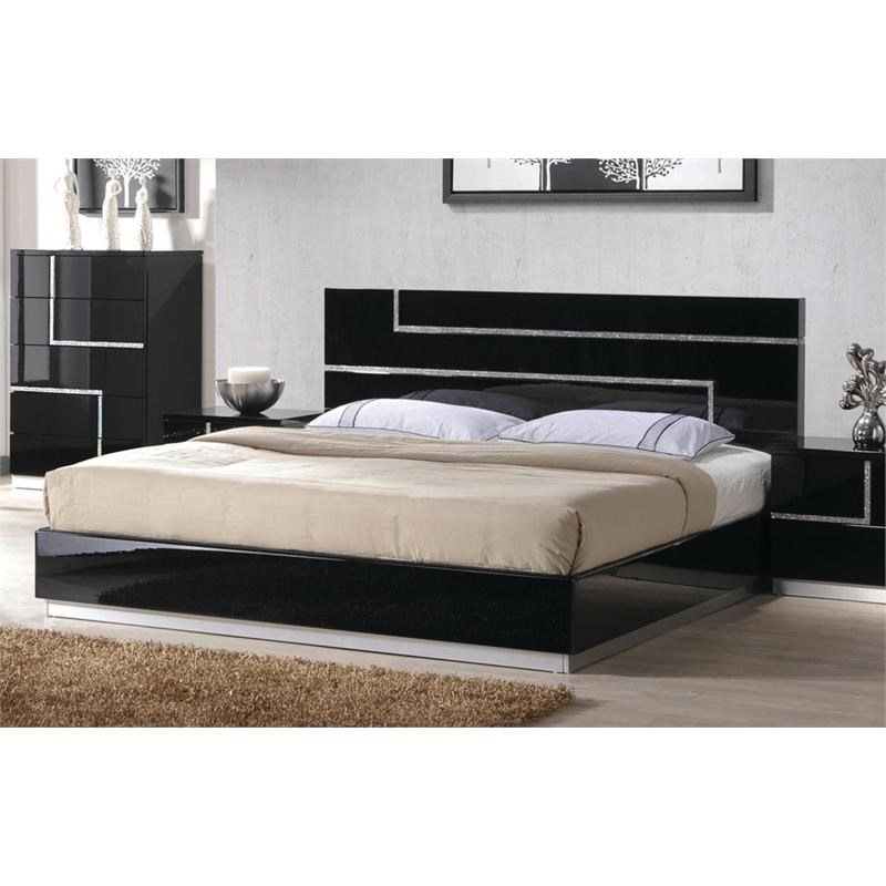 Best Master Barcelona 5Piece Wood Cal King Bedroom Set in Black High