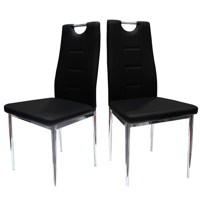 Best Master Beverly Faux Leather Upholstered Side Chair - Black (Set of 2)