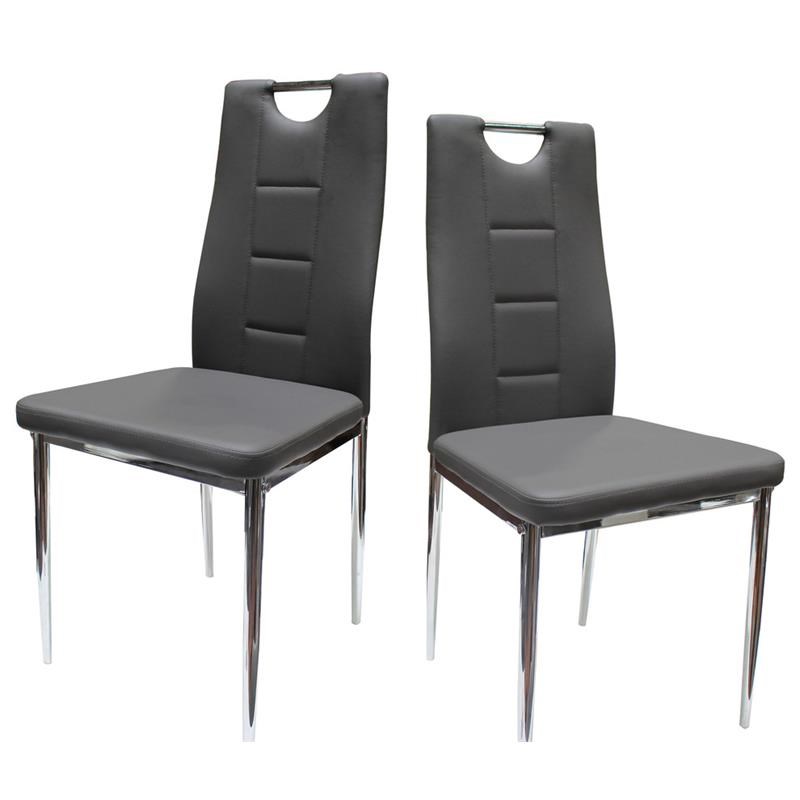 Best Master Beverly Faux Leather Upholstered Side Chair - Gray (Set of 2)
