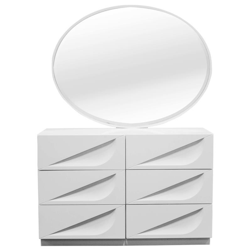 Best Master Madrid 2-Piece Poplar Wood Dresser and Mirror Set in Off White