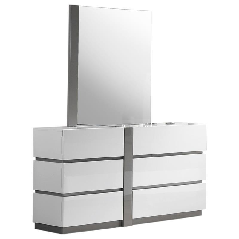 Best Master Seville 2-Piece Engineered Wood Dresser and Mirror Set in White