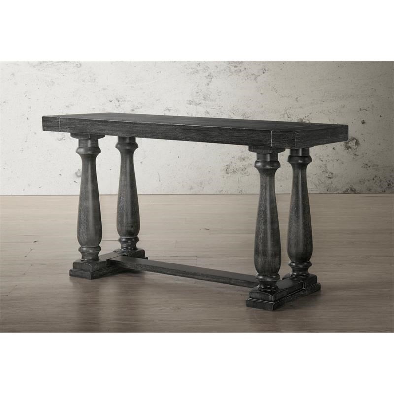 Best Master Katrina Solid Wood Console Table in Weathered Oak