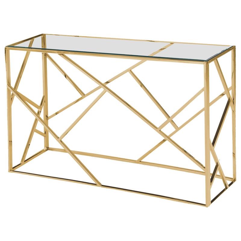Best Master Morganna Stainless Steel Living Room Console Table in Gold