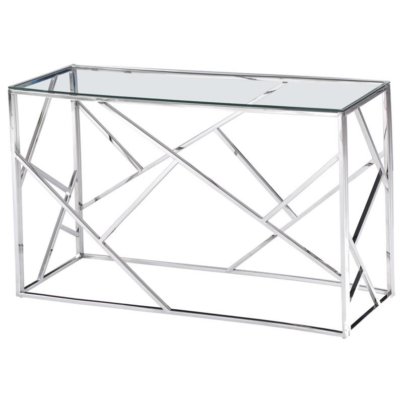Best Master Morganna Stainless Steel Living Room Console Table in Silver