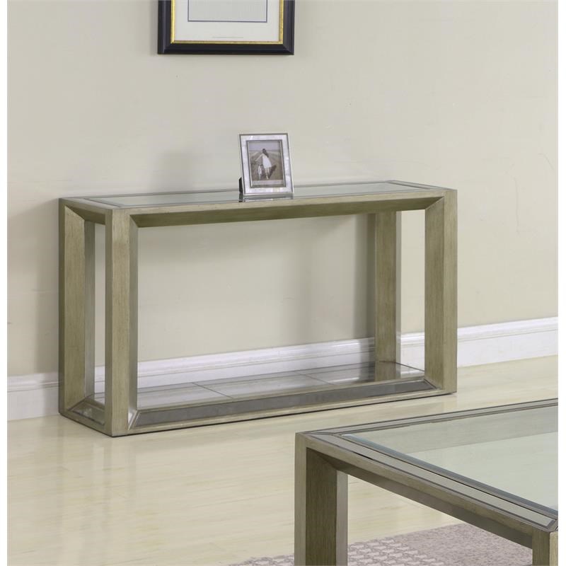 Best Master Pascual Solid Wood Console Table in Dull Gold With Antique Mirrored