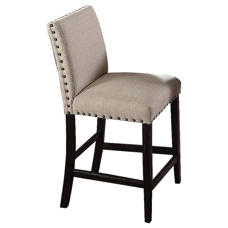 Best Master Celeste Fabric/Wood Counter Height Chair in Antique Black (Set of 2)