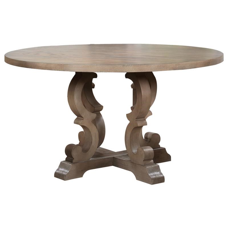 Best Master Catonsville Solid Wood Round Dining Table in Rustic Natural Oak