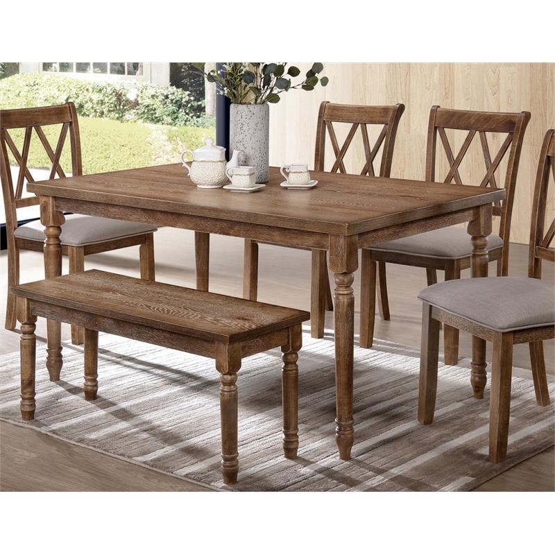 Best Master Luxembourg Solid Wood Rectangular Dining Table in Natural