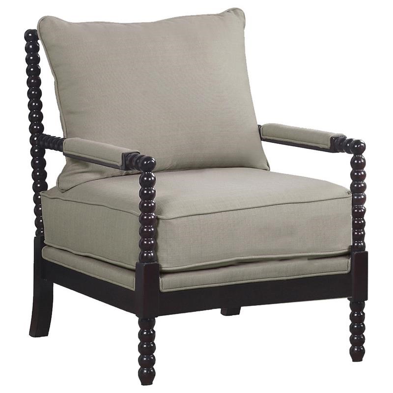 Best Master West Palm Solid Wood Living Room Accent Chair in Beige/Espresso