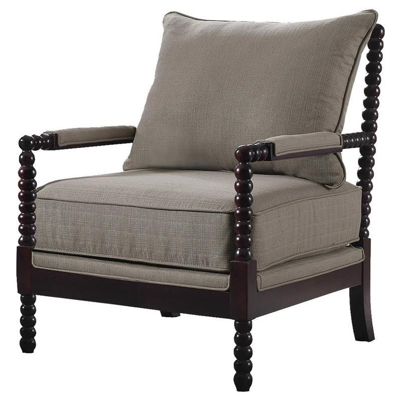 Best Master West Palm Solid Wood Living Room Accent Chair in Taupe/Espresso