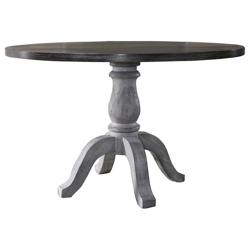 Best Master Farmhouse Style Wood Round, Weathered Grey Round Dining Table Set