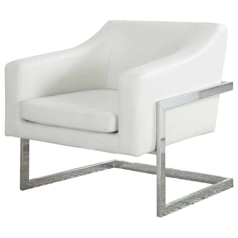 white and chrome accent chair