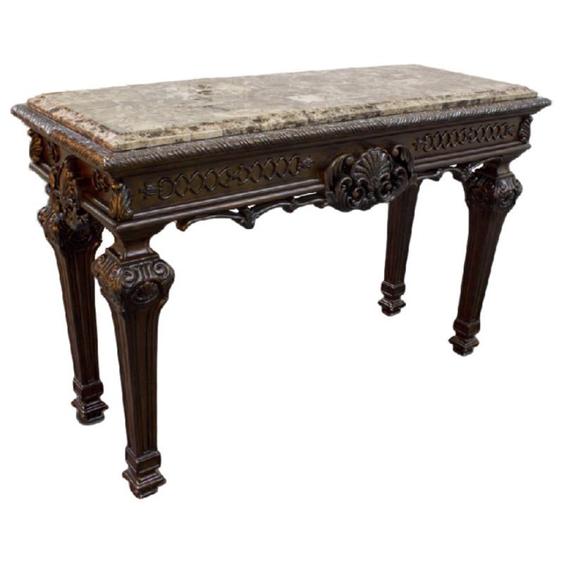 Best Master Traditional Solid Wood and Faux Marble Top Console Table in Cherry