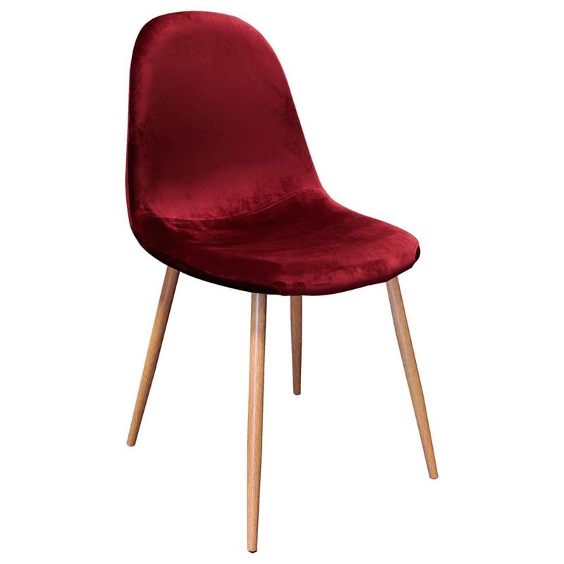 Best Master Velvet Upholstered Dining Side Chair in Bordeaux (Set of 4)
