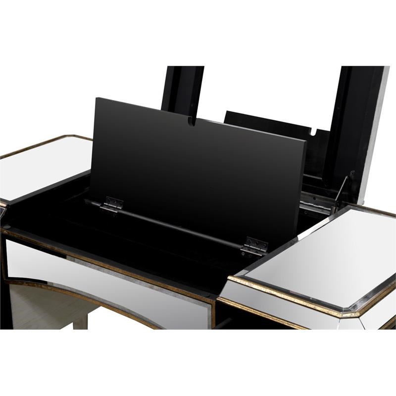 Best Master Solid Wood Jewelry Desk with Mirrored/Gold Trimmings