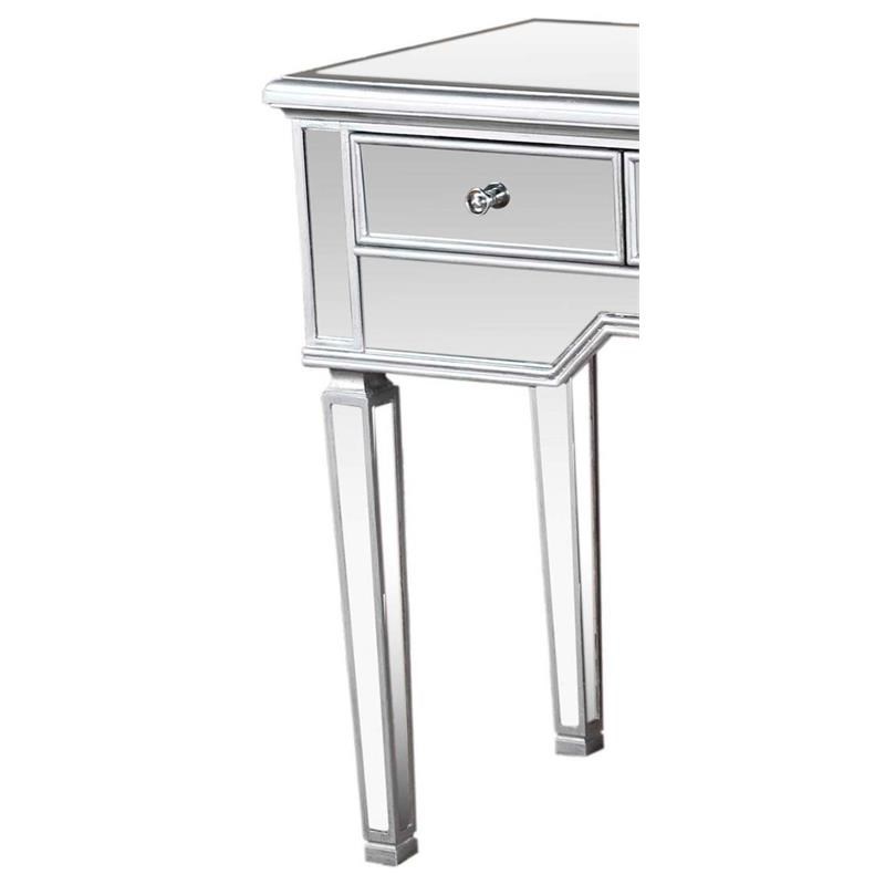 Best Master 3-Drawer Wood and Mirrored Console Table in Silver Brushed