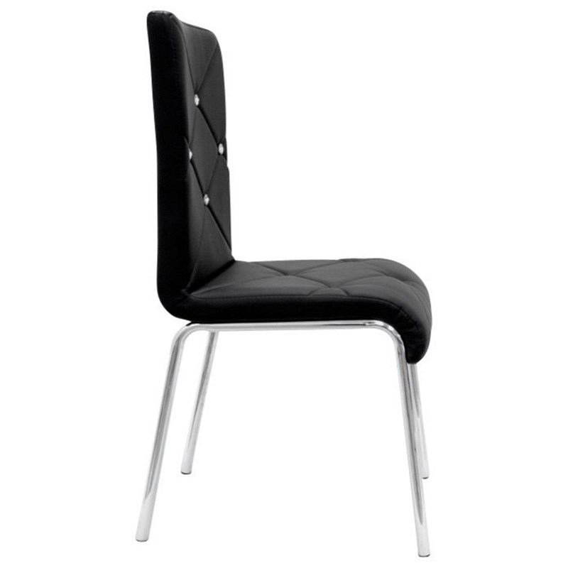 Best Master Faux Leather and Chrome Dining Side Chair in Black (Set of