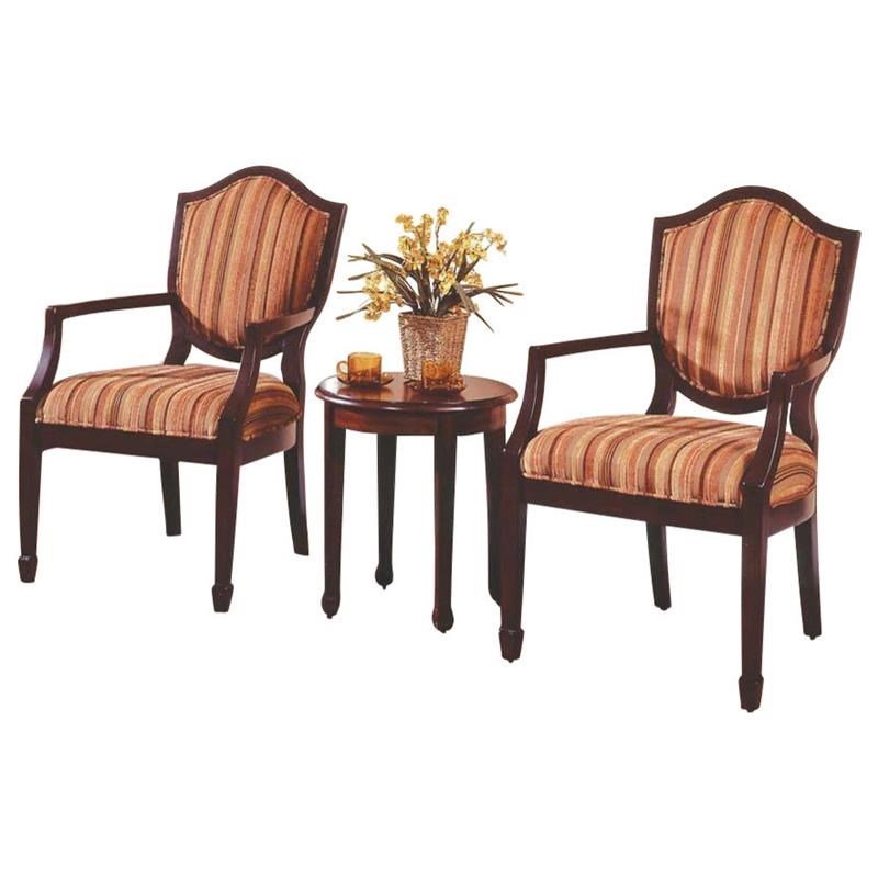 Best Master 3-Piece Traditional Fabric Upholstered Living Room Set in Walnut
