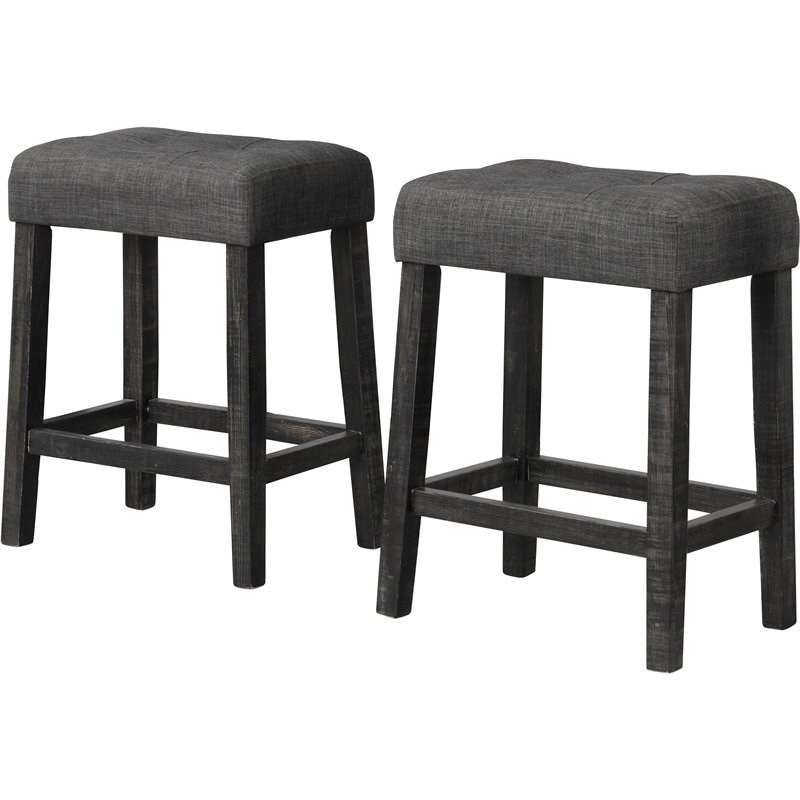 Wood Counter Stool In Charcoal, Charcoal Bar Stools Set Of 2
