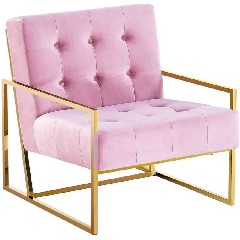 Best Master Furniture Beethoven 31 5 Velvet Accent Chair In Pink Gold Plated Bn4006pg