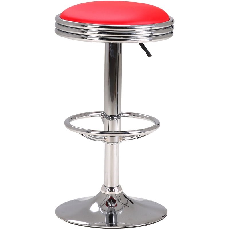 Best Master Furniture California Faux Leather Adjustable Swivel Bar Stool in Red