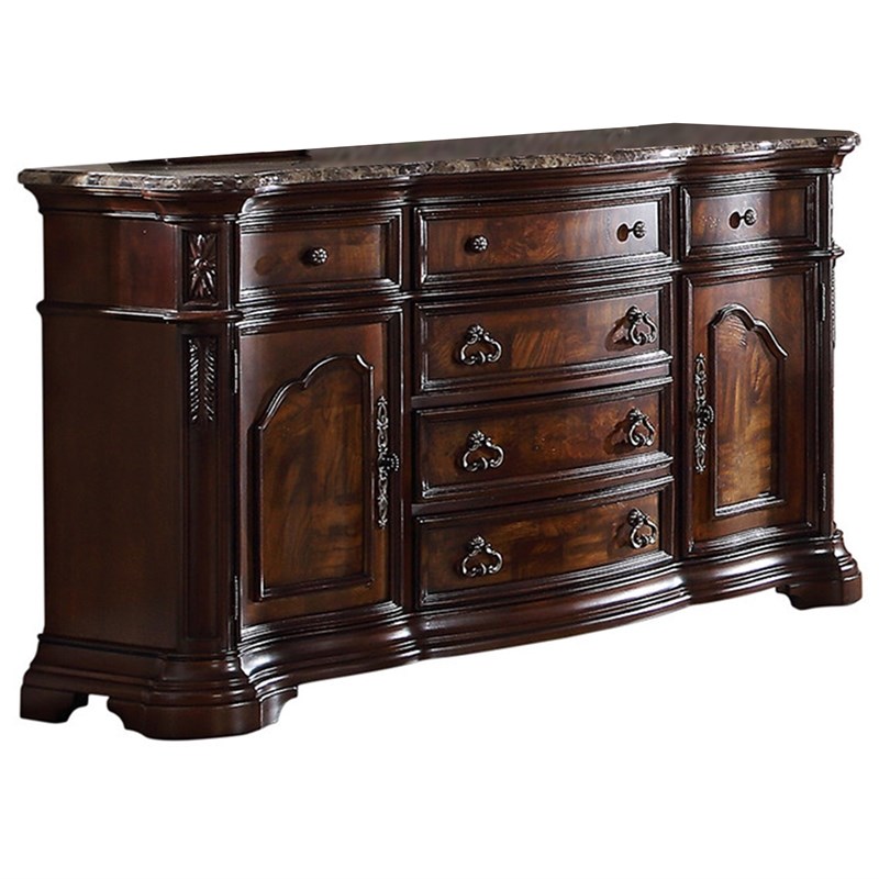 Barney's Solid Wood Dresser in Walnut with Marble Top