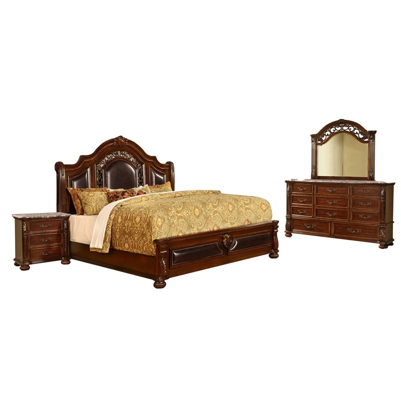 Bessy 5piece Traditional Cherry Wood Cali King Bedroom Set Homesquare
