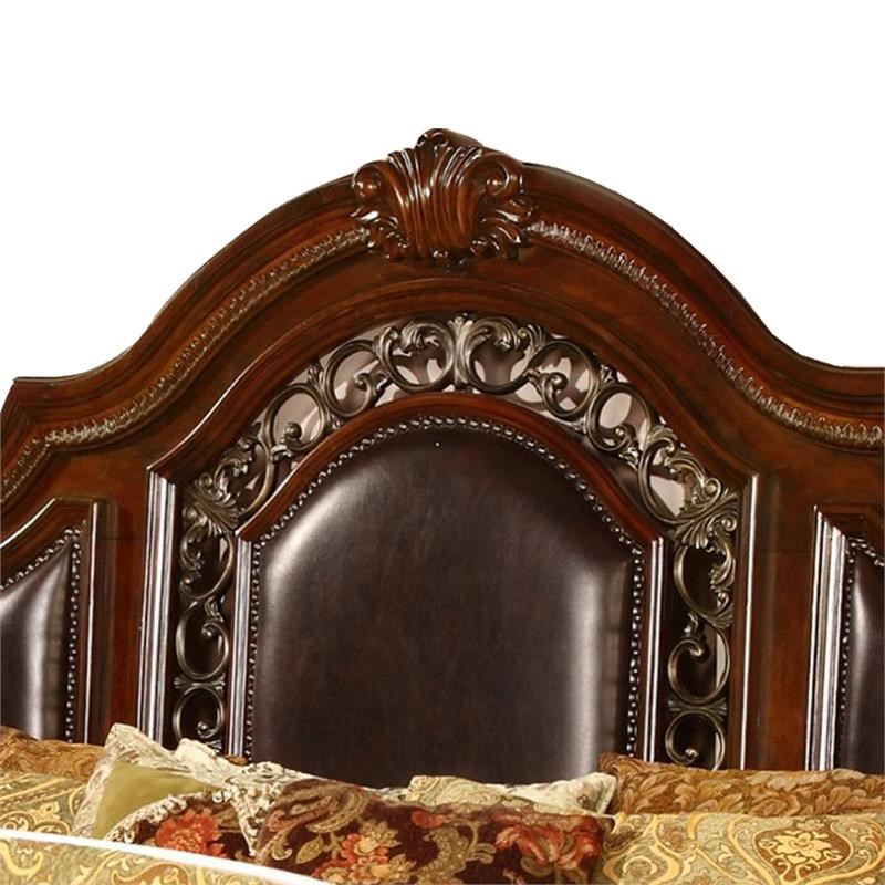 Bessy Traditional Cherry Wood King Platform Bed Homesquare
