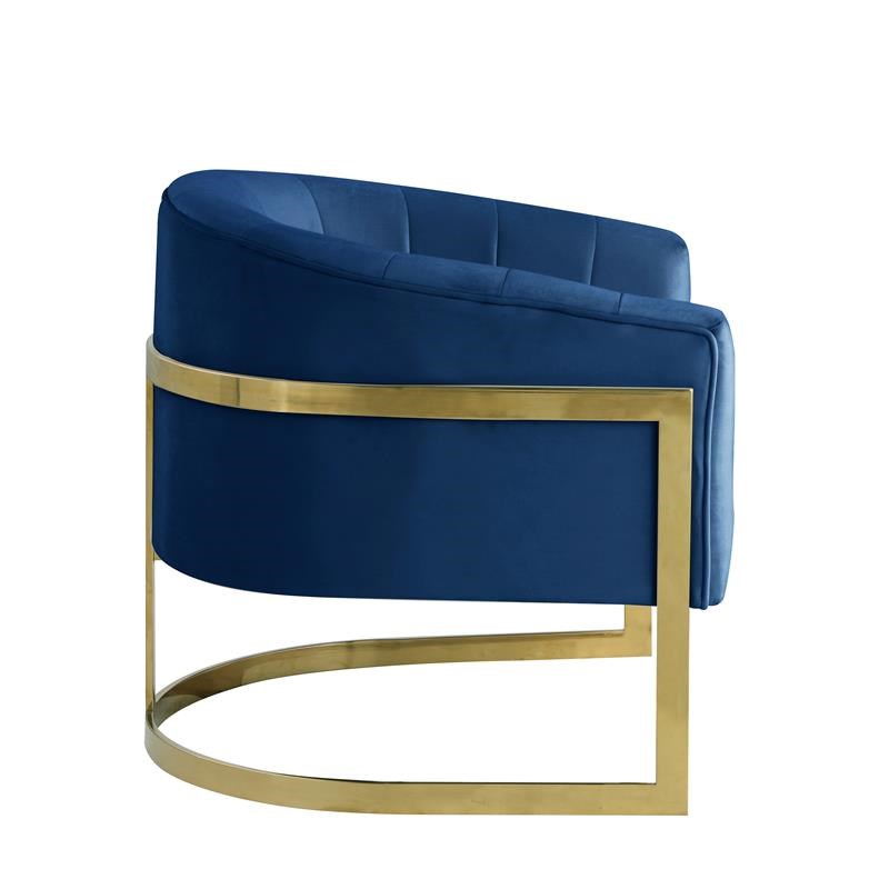 Traxmon Velvet Upholstered Accent Chair in Blue Velvet