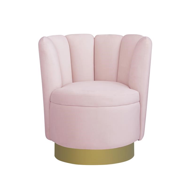 Ellis Velvet Upholstered Swivel Accent Chair in Pink Velvet