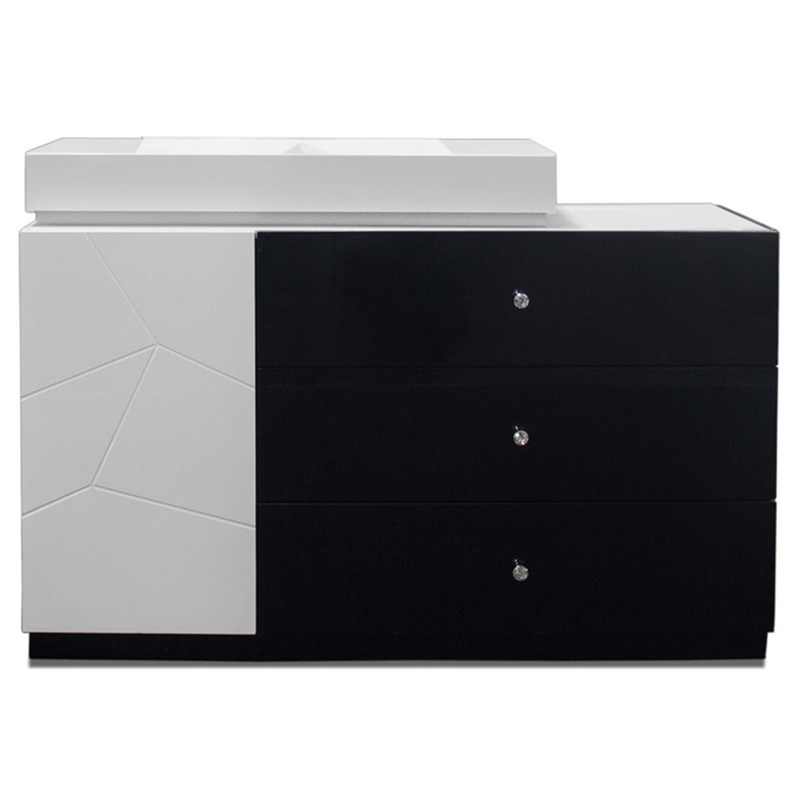Berlin 6-Drawer Modern Wood Dresser in Black/White